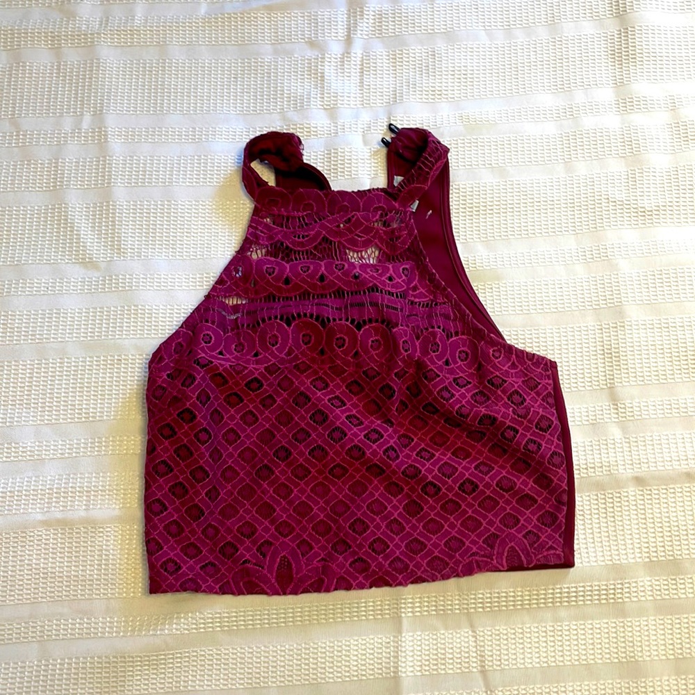 Magenta crop top.